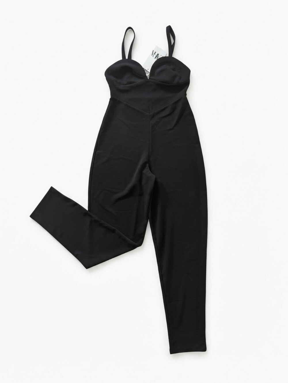 ZARA Black Slim-Fit Jumpsuit Bodysuit with Spaghetti Straps NWT